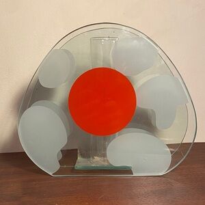 Vintage 1970s PSYCHEDELIC Glass Bud Vase with Abstract Mushrooms!